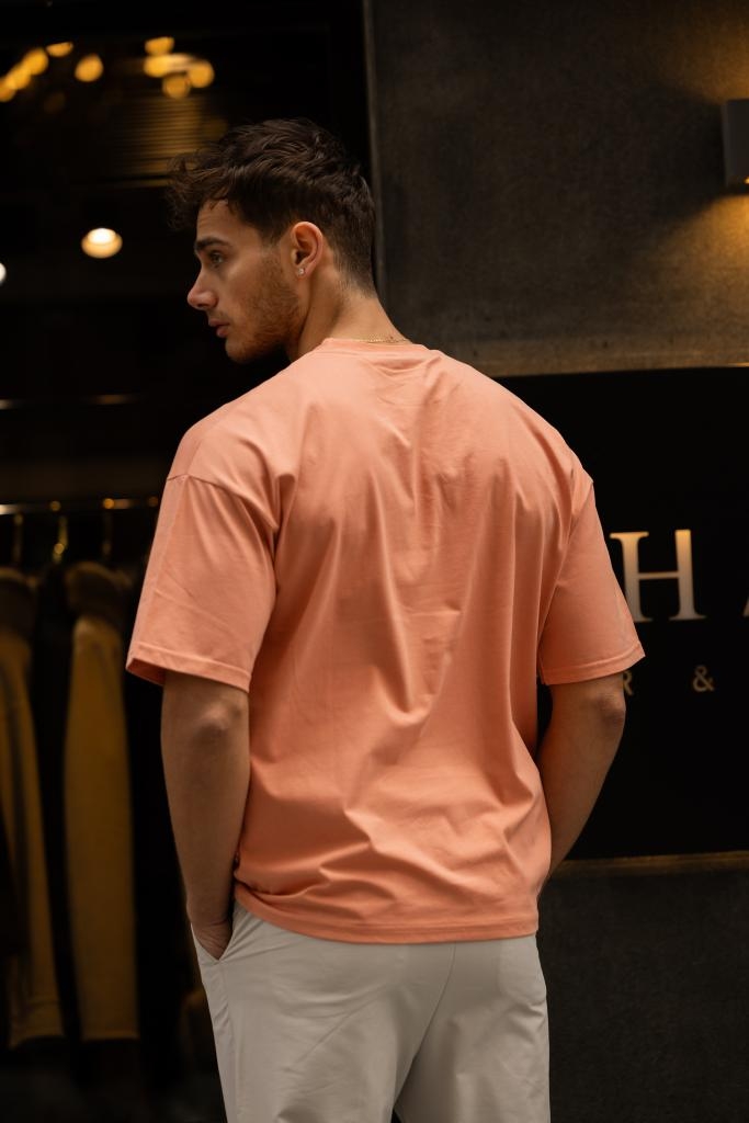 GRAVEL Oversize Düz Pamuklu T-shirt - Pembe - 1