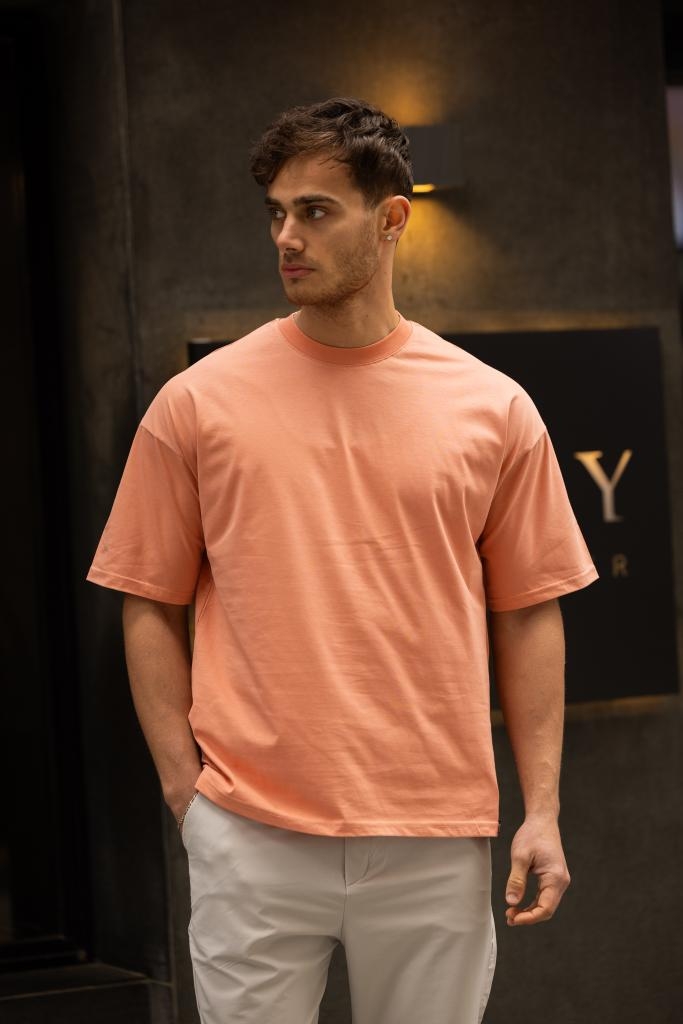 GRAVEL Oversize Düz Pamuklu T-shirt - Pembe - 3