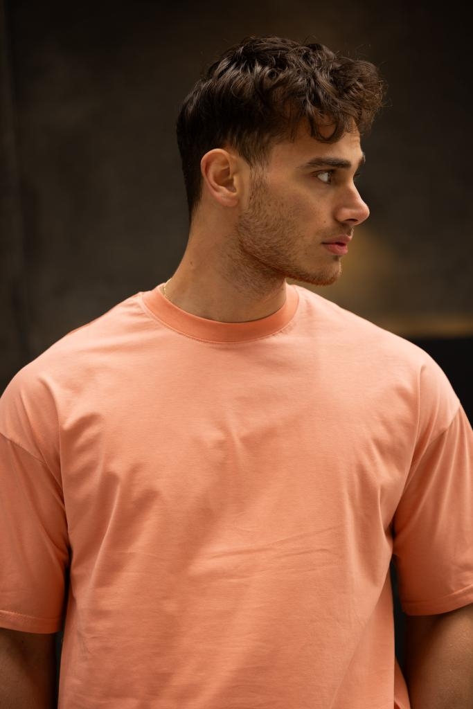 GRAVEL Oversize Düz Pamuklu T-shirt - Pembe - 5